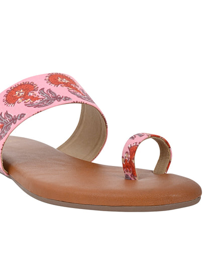 Footwear, Women Footwear, Pink One Toe Flats