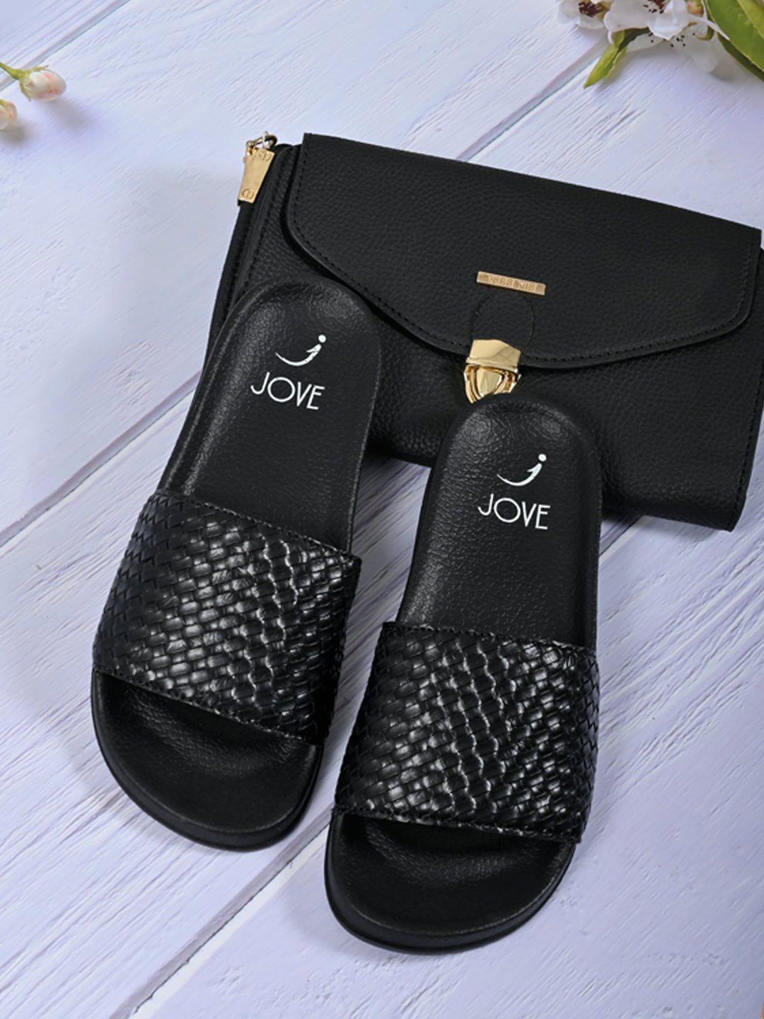 Footwear, Women Footwear, Black Slides