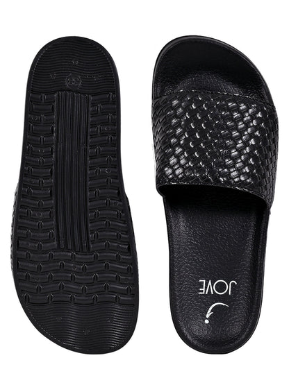 Footwear, Women Footwear, Black Slides