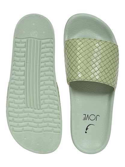 Footwear, Women Footwear, Green Slides