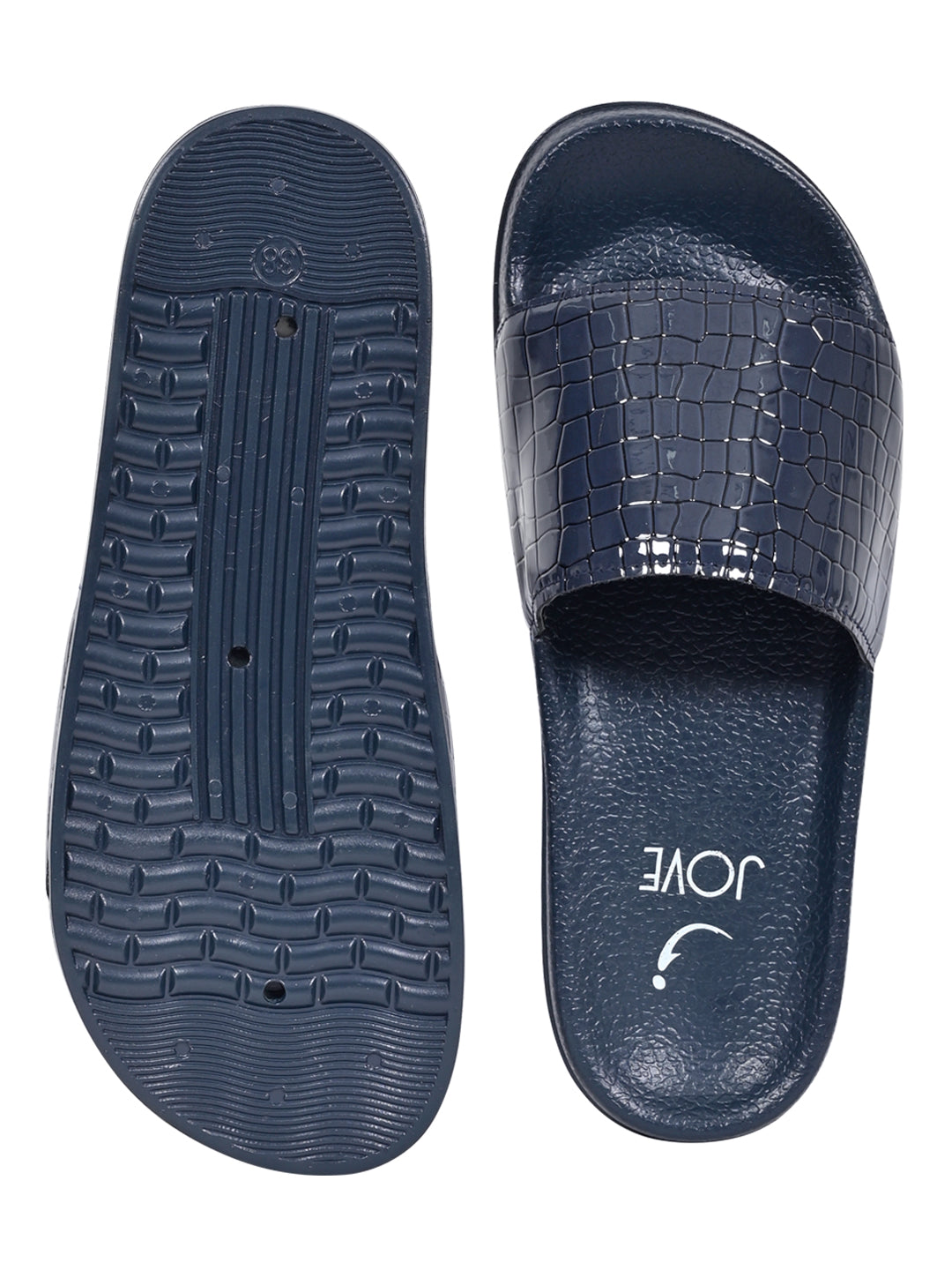 Footwear, Women Footwear, Navy Blue Slides