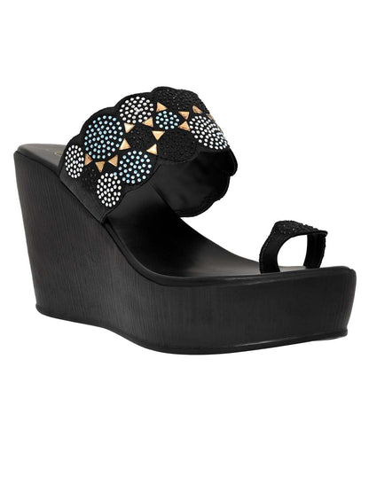 Footwear, Women Footwear, BLACK, One Toe Heel Sandals