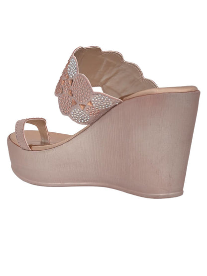 Footwear, Women Footwear, ROSE GOLD, One Toe Heel Sandals