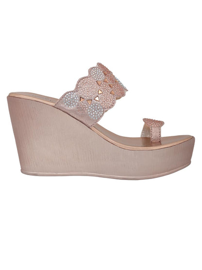 Footwear, Women Footwear, ROSE GOLD, One Toe Heel Sandals