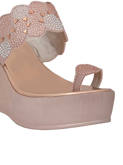 Footwear, Women Footwear, ROSE GOLD, One Toe Heel Sandals