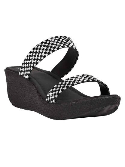 Footwear, Women Footwear, Black/Silver, Platform Sandals