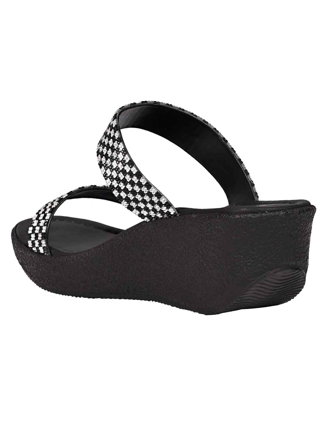 Footwear, Women Footwear, Black/Silver, Platform Sandals