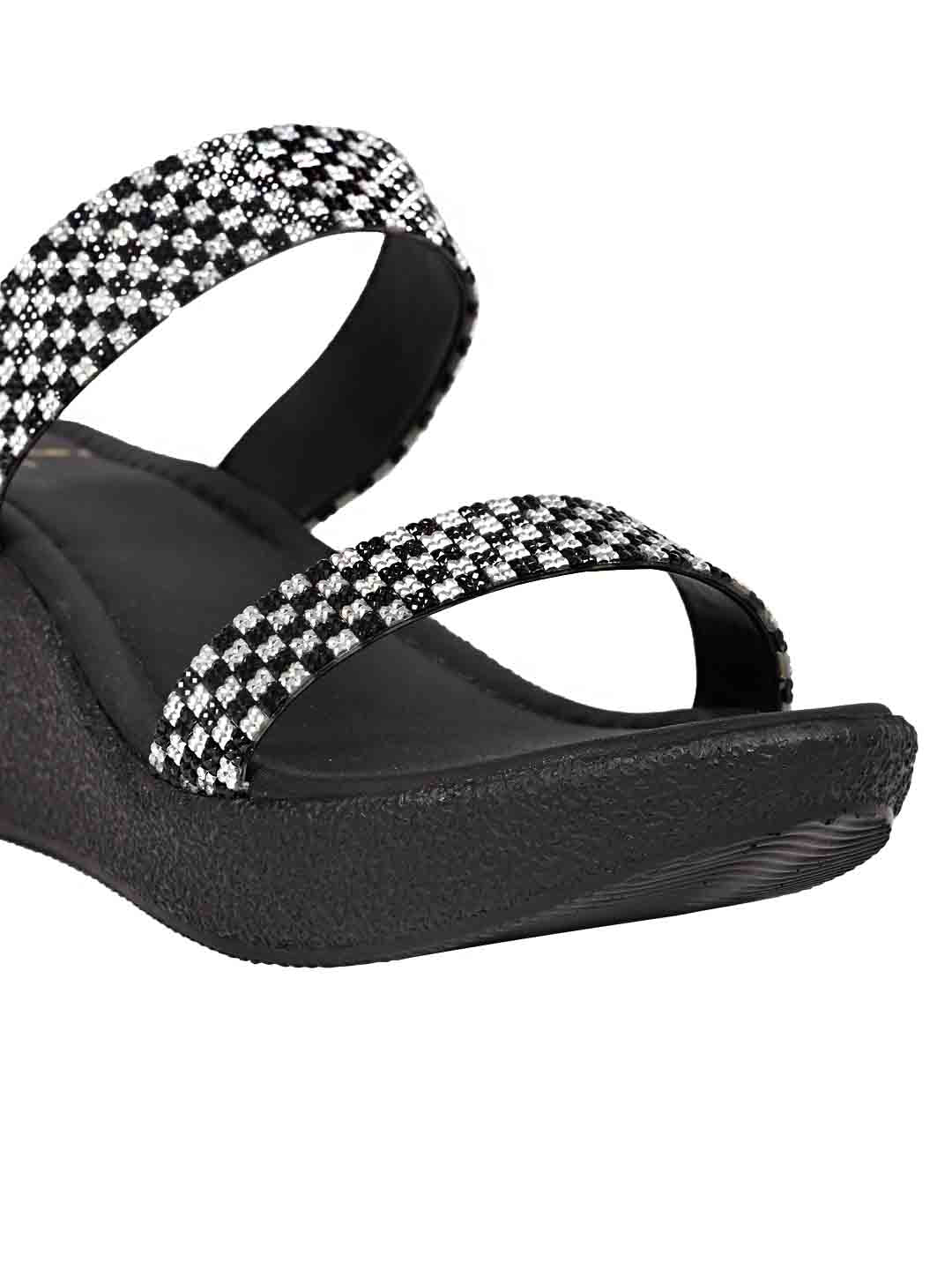 Footwear, Women Footwear, Black/Silver, Platform Sandals