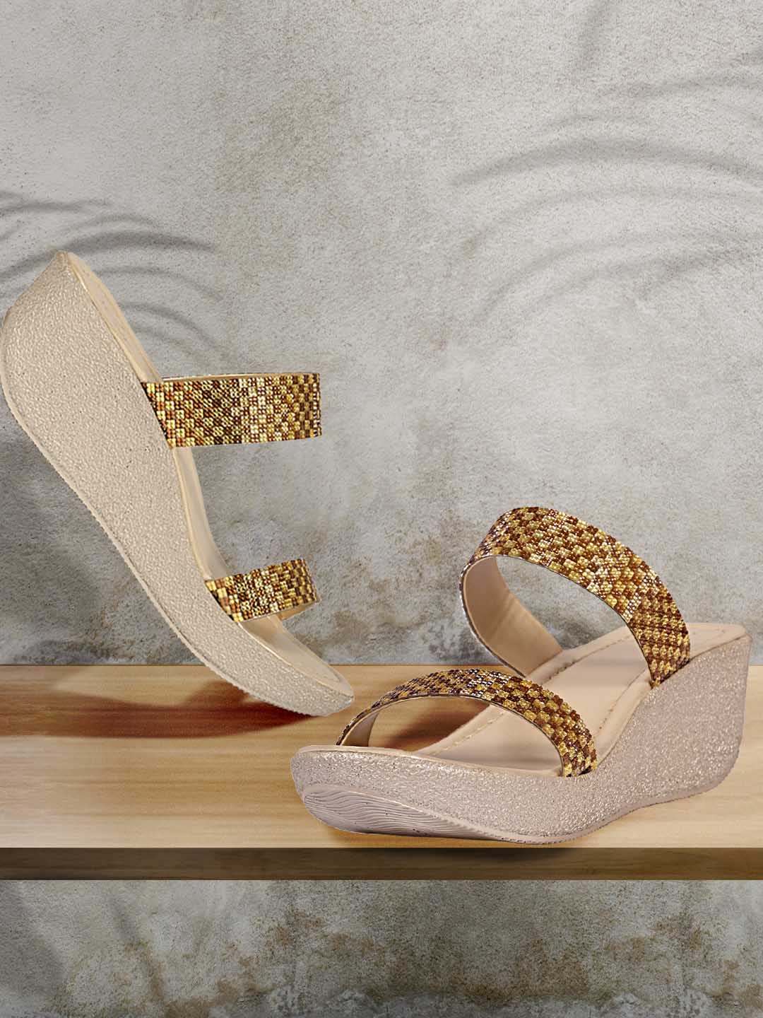 Footwear, Women Footwear, GOLD /BEIGE, Platform Sandals