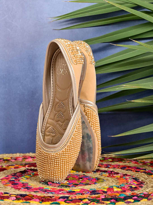 Footwear, Women Footwear, Golden Mojaris