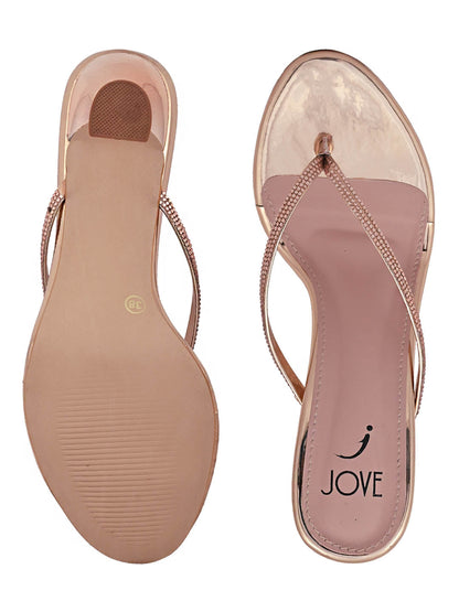 Footwear, Women Footwear, ROSE GOLD, T-Strap Sandals