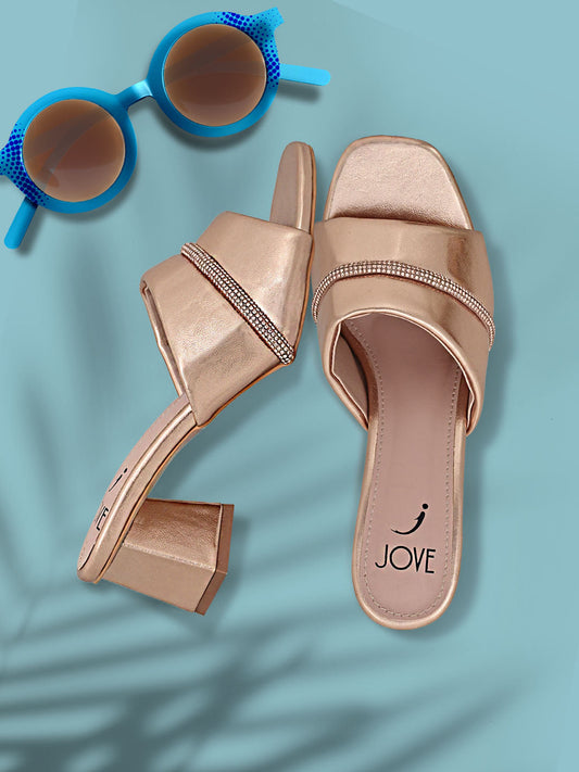 Footwear, Women Footwear, ROSE GOLD, Heel Sandals