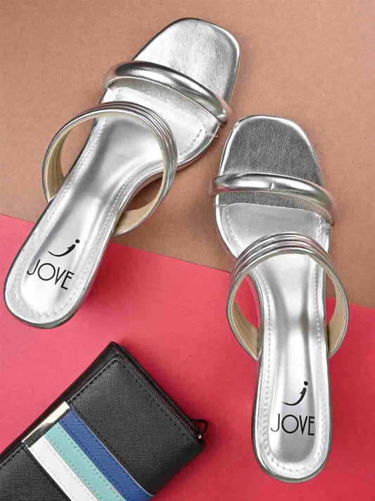 Footwear, Women Footwear, Silver, Heel Sandals