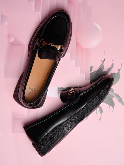 Women, Women Footwear, Black Loafers