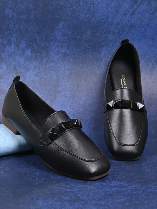 Women, Women Footwear, Black Loafers