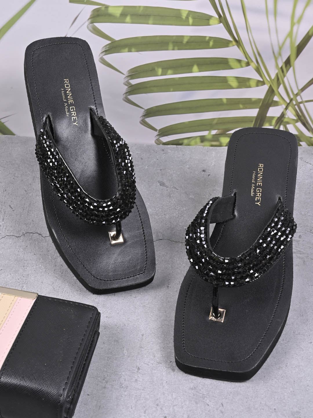 Women, Women Footwear, Black T-strap Flats