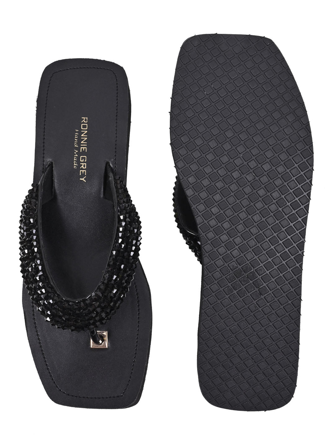 Women, Women Footwear, Black T-strap Flats