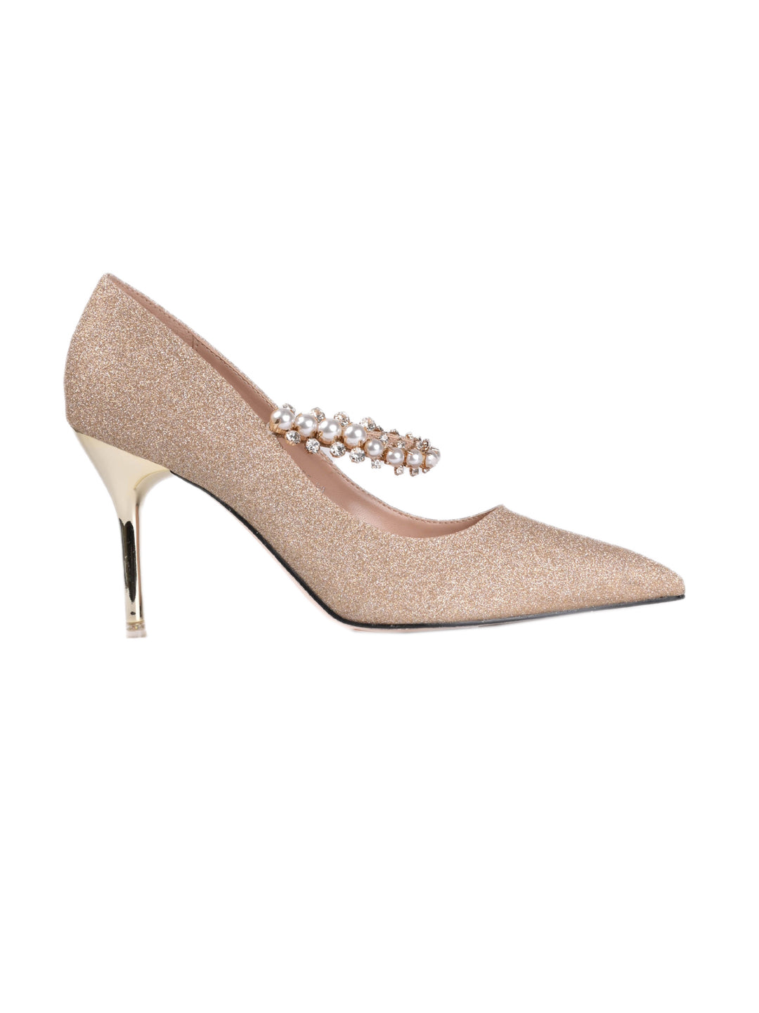 Women, Women Footwear, Gold Stilettos