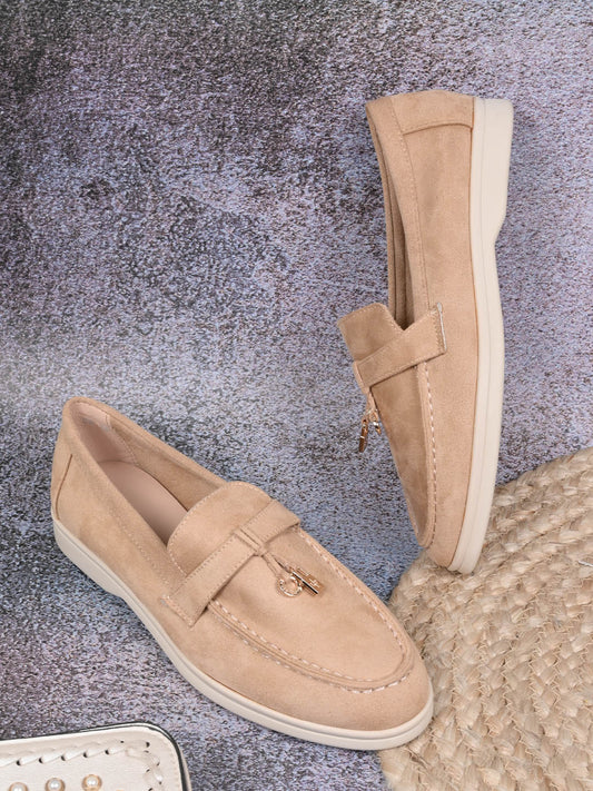 Women, Women Footwear, Beige Loafers