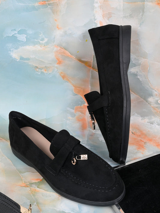 Women, Women Footwear, Black Loafers