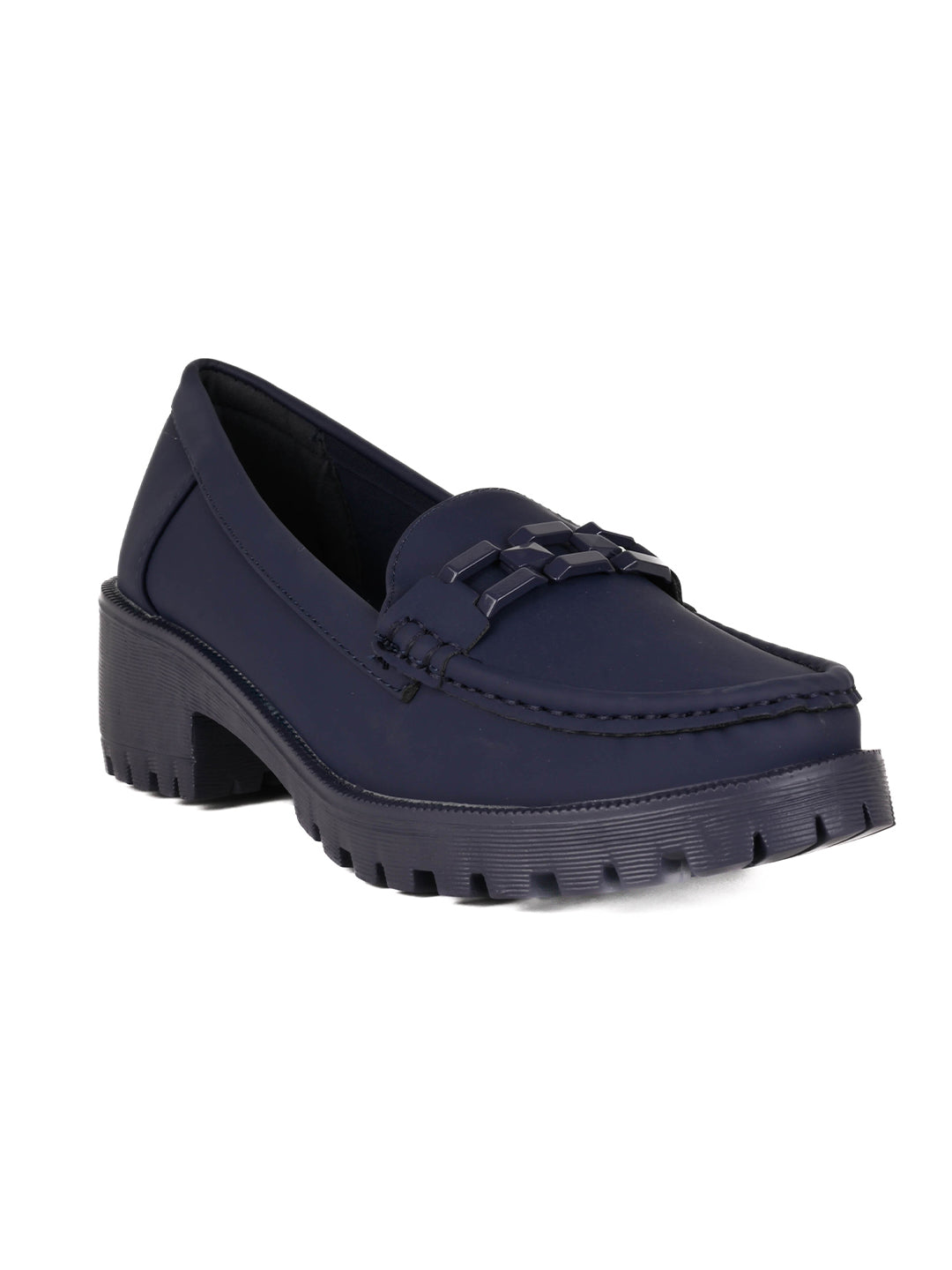 Women, Women Footwear, Navy Blue Loafers