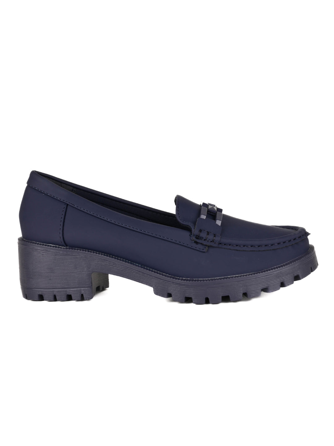 Women, Women Footwear, Navy Blue Loafers