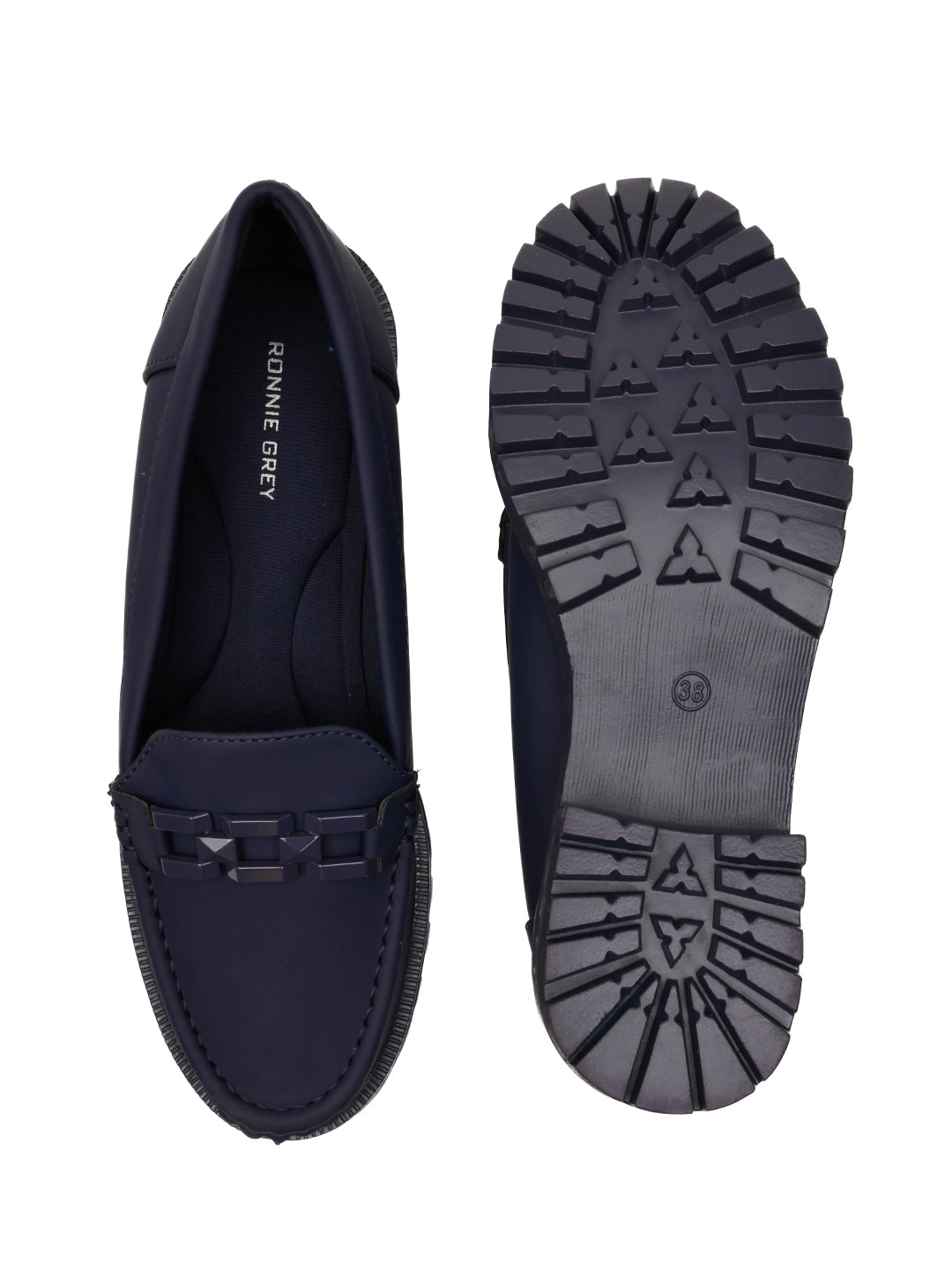 Women, Women Footwear, Navy Blue Loafers