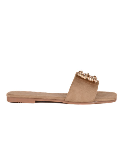 Women, Women Footwear, Beige Open Toe Flats