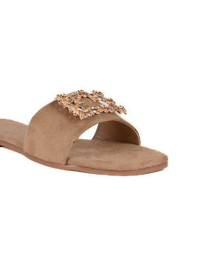 Women, Women Footwear, Beige Open Toe Flats