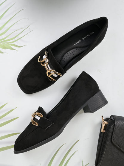 Women, Women Footwear, Black Loafers