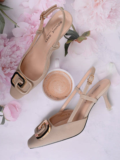 Women, Women Footwear, Beige Pumps