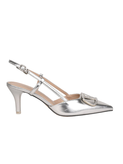 Women, Women Footwear, Silver Pumps