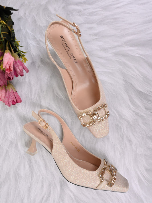 Women, Women Footwear, Gold Pumps