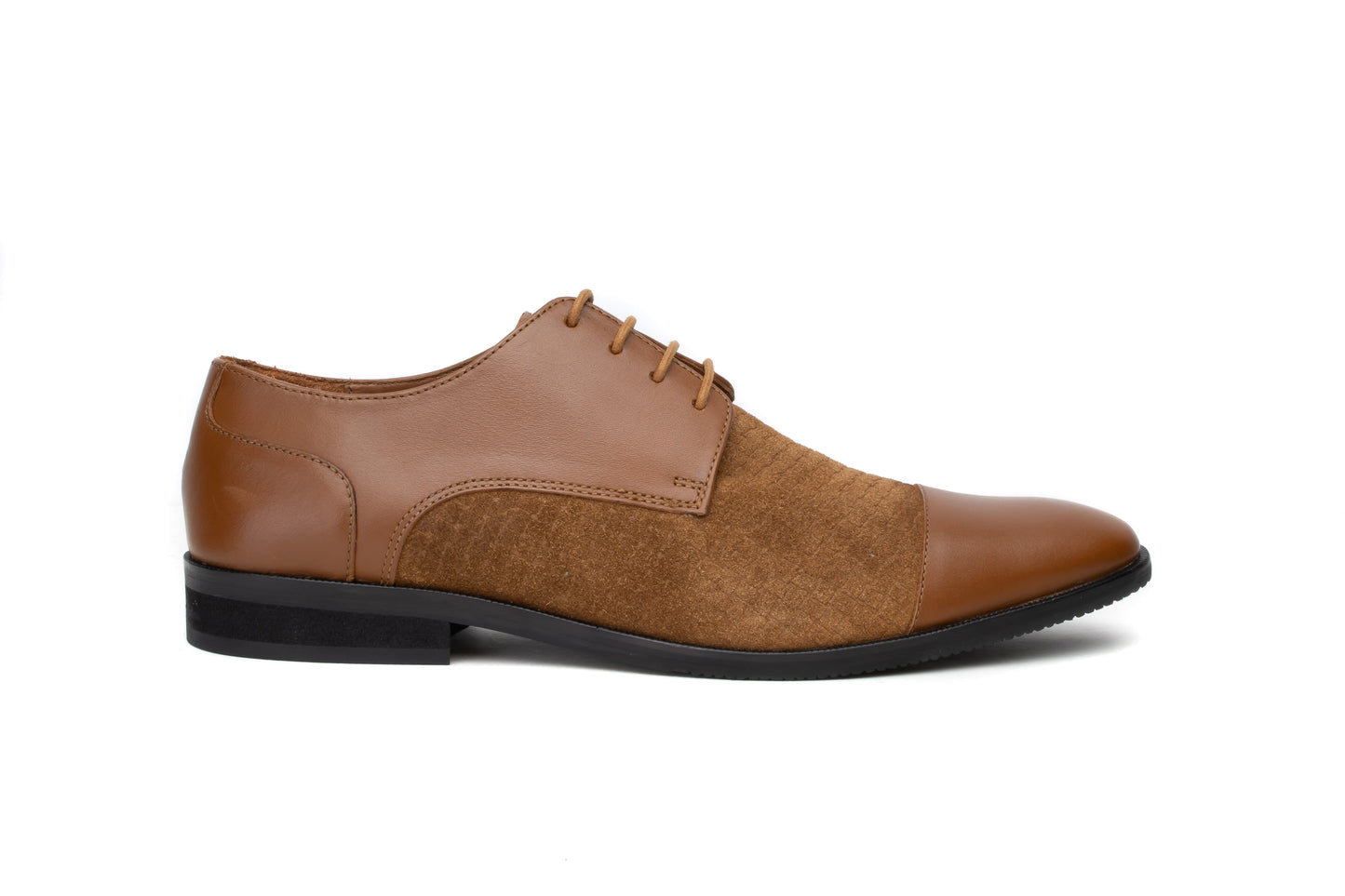 Men Tan Basket Weave Textured Derby Shoes