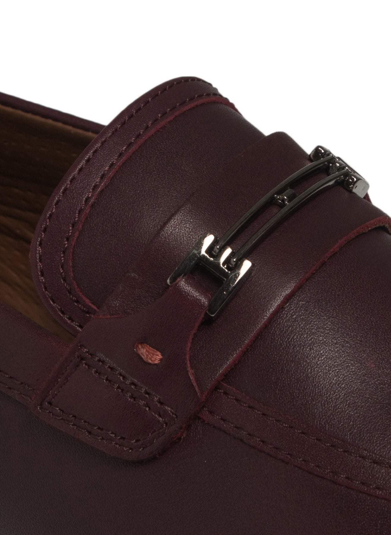 Men Burgundy Solid Formal Loafers