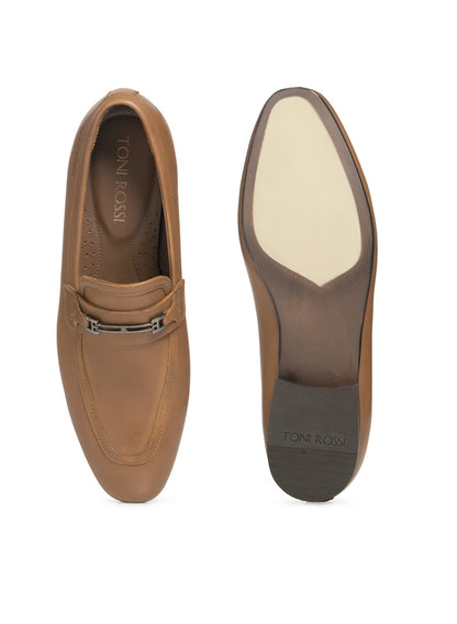 Men Camel Solid Formal Loafers