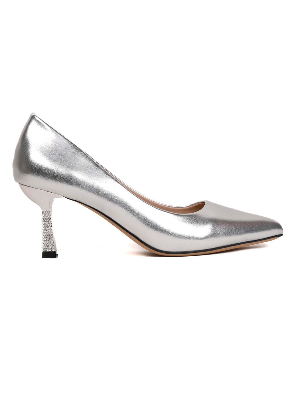 Women, Women Footwear, Silver Pumps