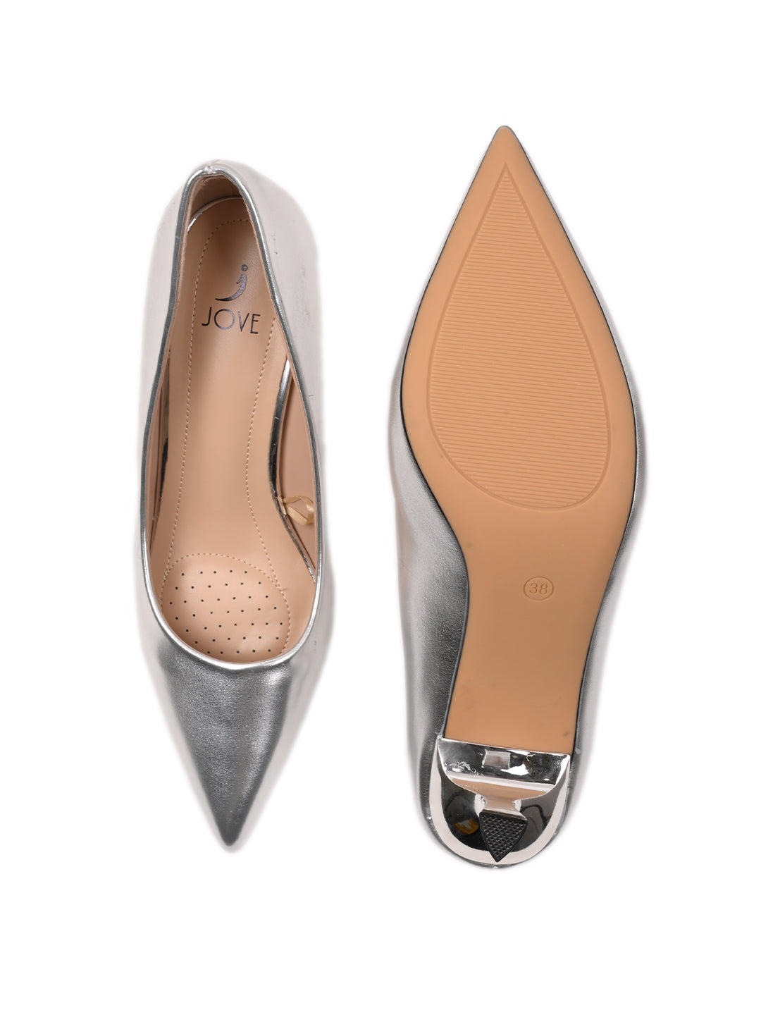 Women, Women Footwear, Silver Pumps