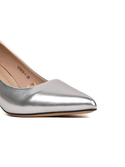 Women, Women Footwear, Silver Pumps