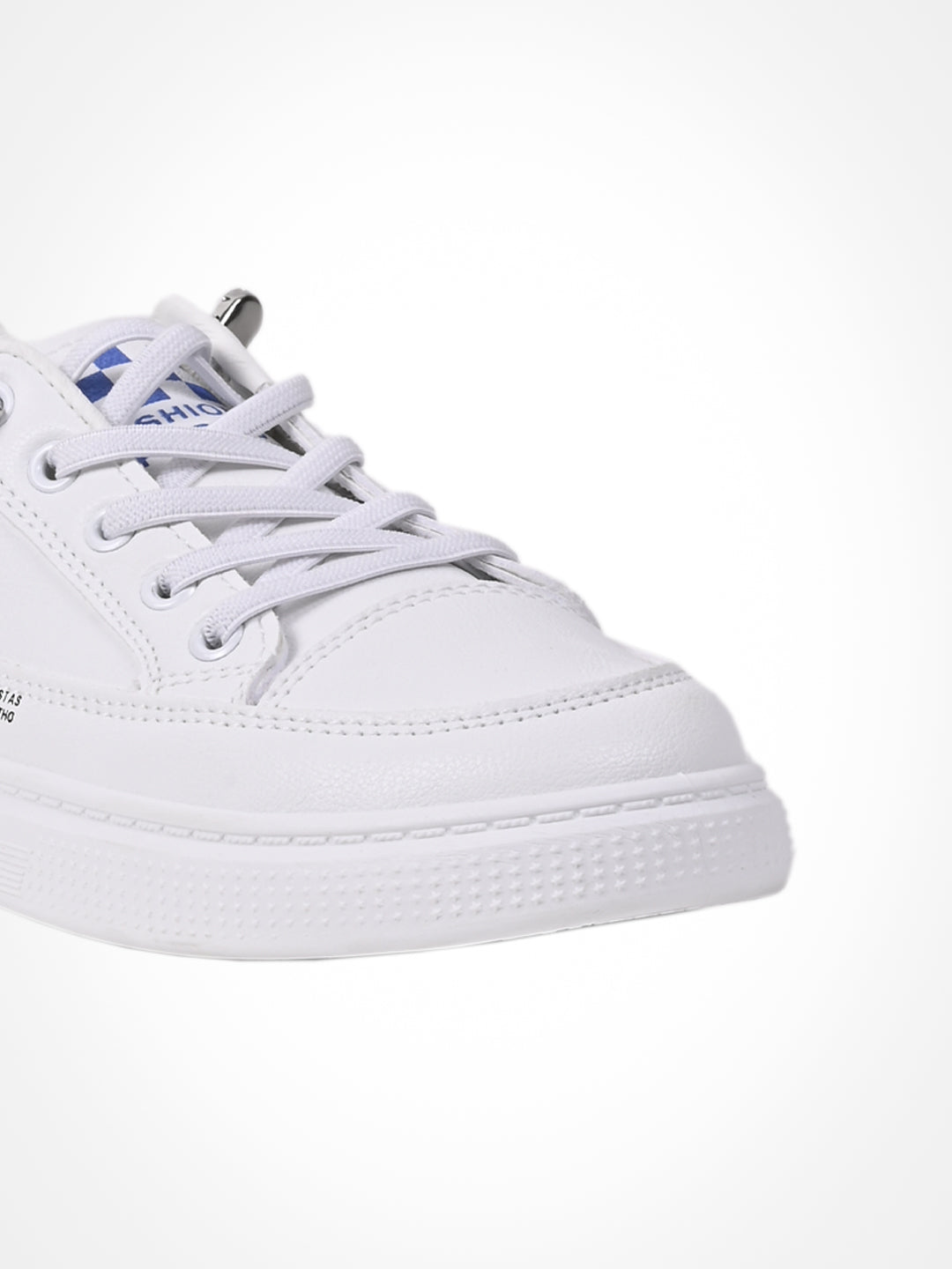 Women White & Blue Solid Sneakers