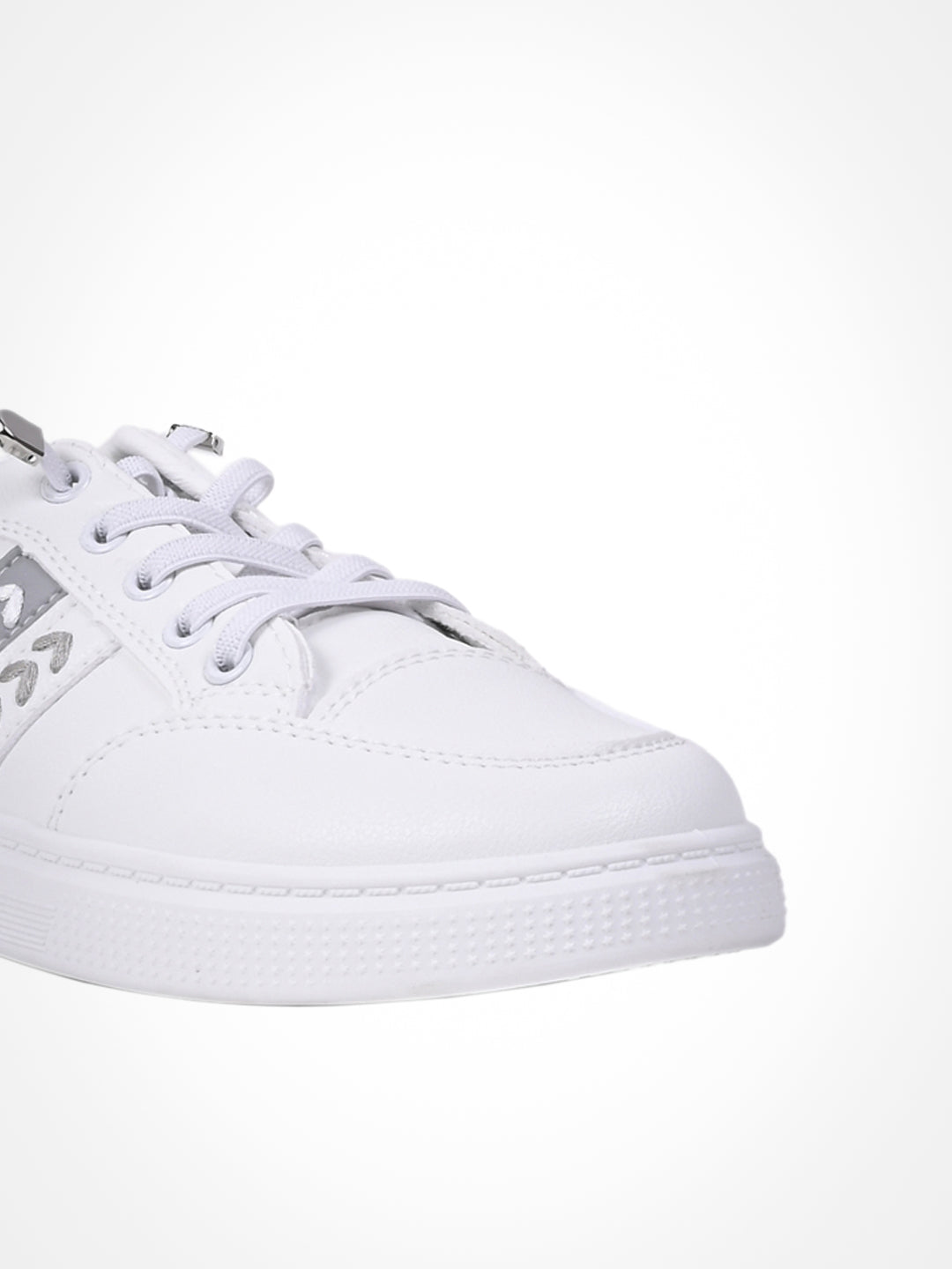 Women White & Grey Embroidered Sneakers