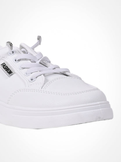 Women White Solid Sneakers