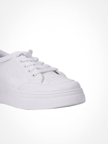 Women White Solid Sneakers