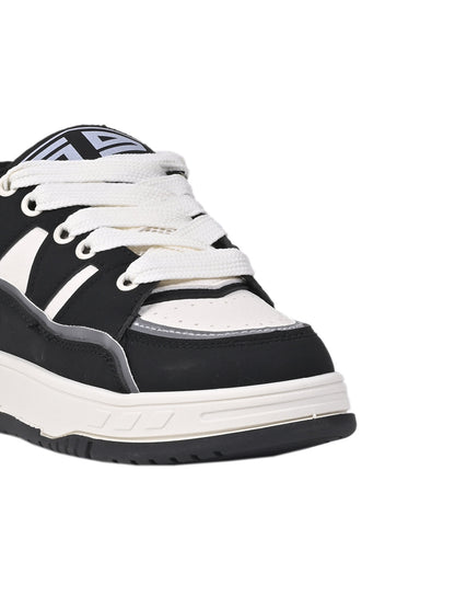 Women Black & Cream Colourblocked Sneakers