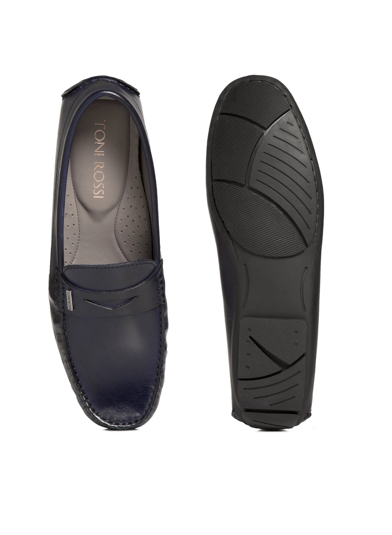 Men Navy Blue Solid Driving Shoes