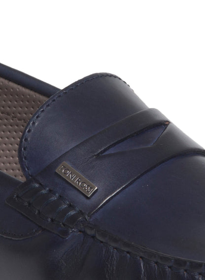 Men Navy Blue Solid Driving Shoes