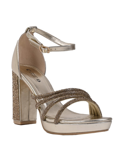 Women, Women Footwear, Gold Sandal