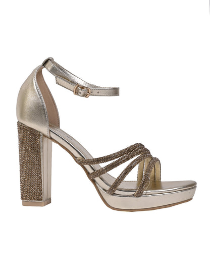 Women, Women Footwear, Gold Sandal