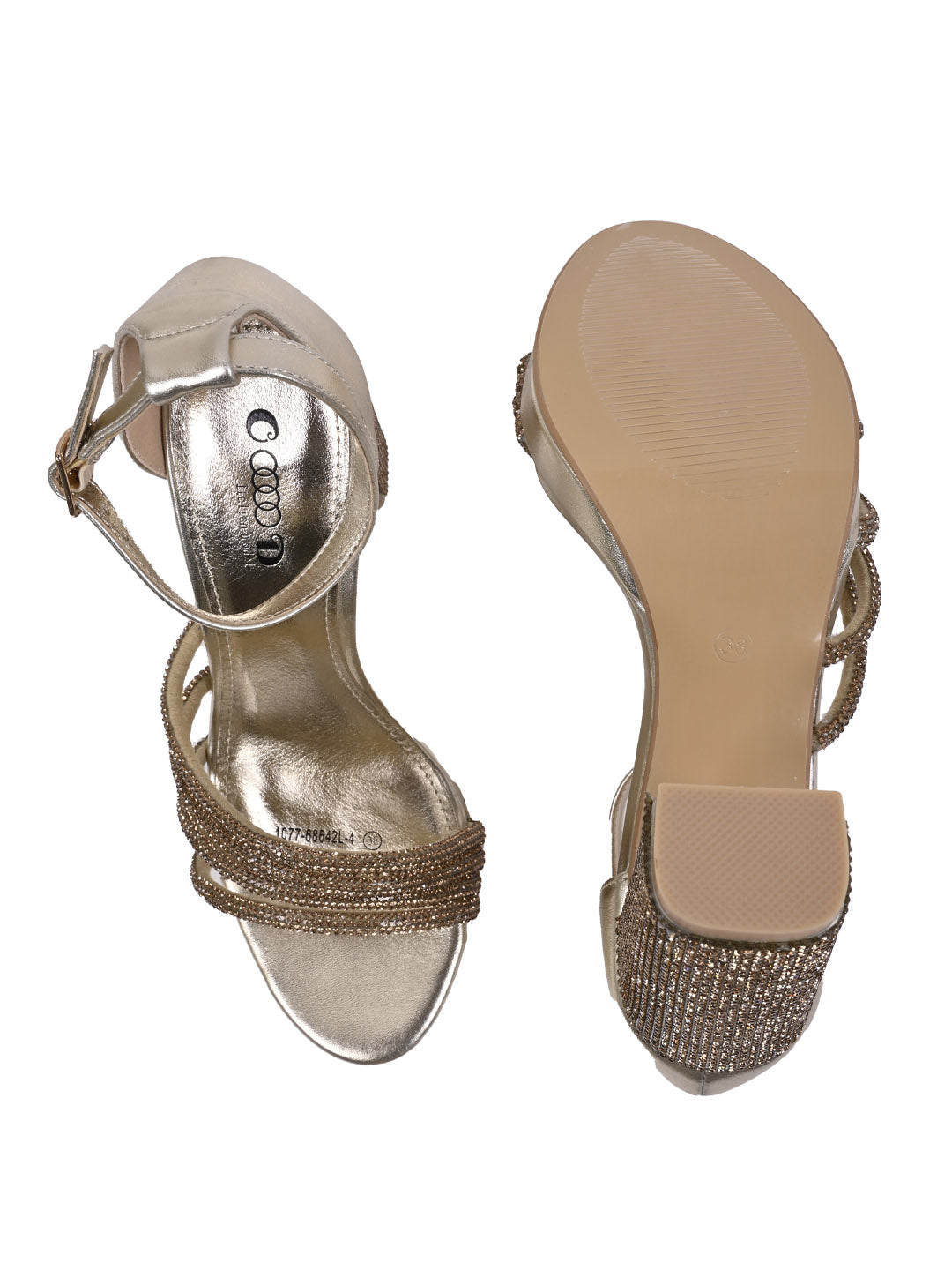 Women, Women Footwear, Gold Sandal