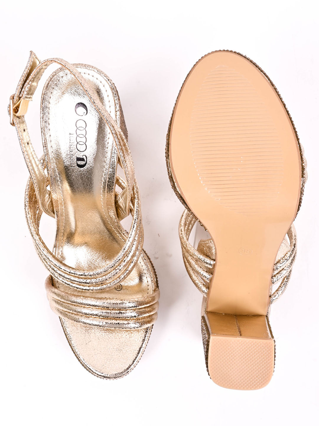 Women, Women Footwear, Gold Sandal